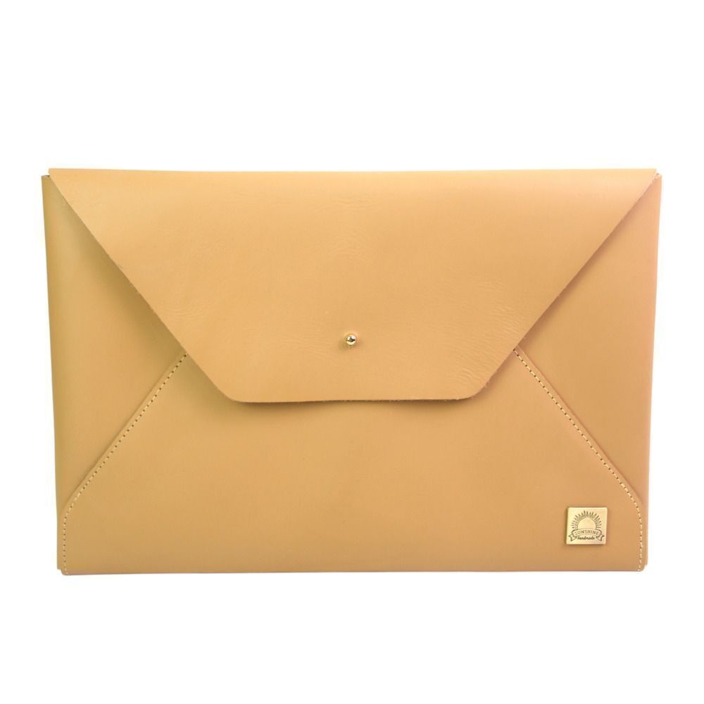 Sunshine BEIGE SADDLE LEATHER FLAP ENVELOPE POCKETBOOK PURSE HANDBAG CLUTCH